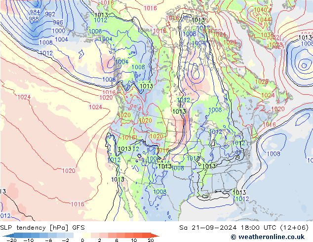 SLP tendency GFS Sa 21.09.2024 18 UTC