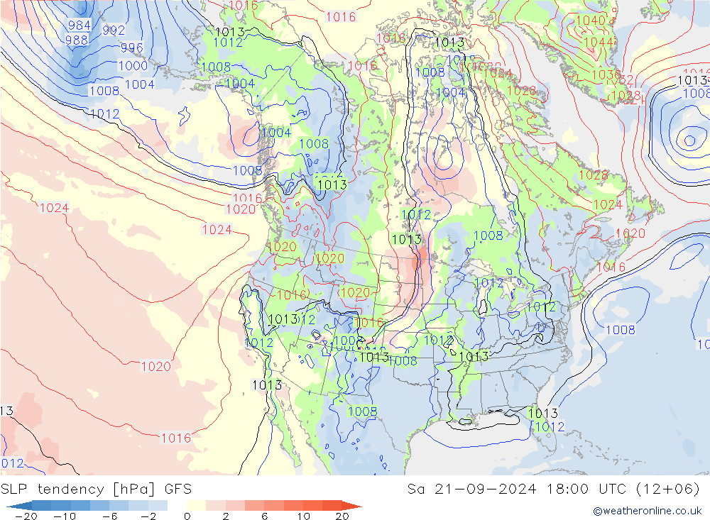 SLP tendency GFS Sa 21.09.2024 18 UTC