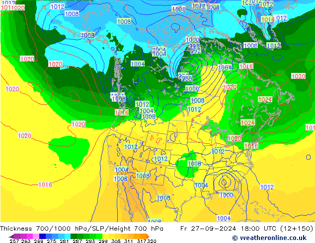 Thck 700-1000 hPa GFS Fr 27.09.2024 18 UTC