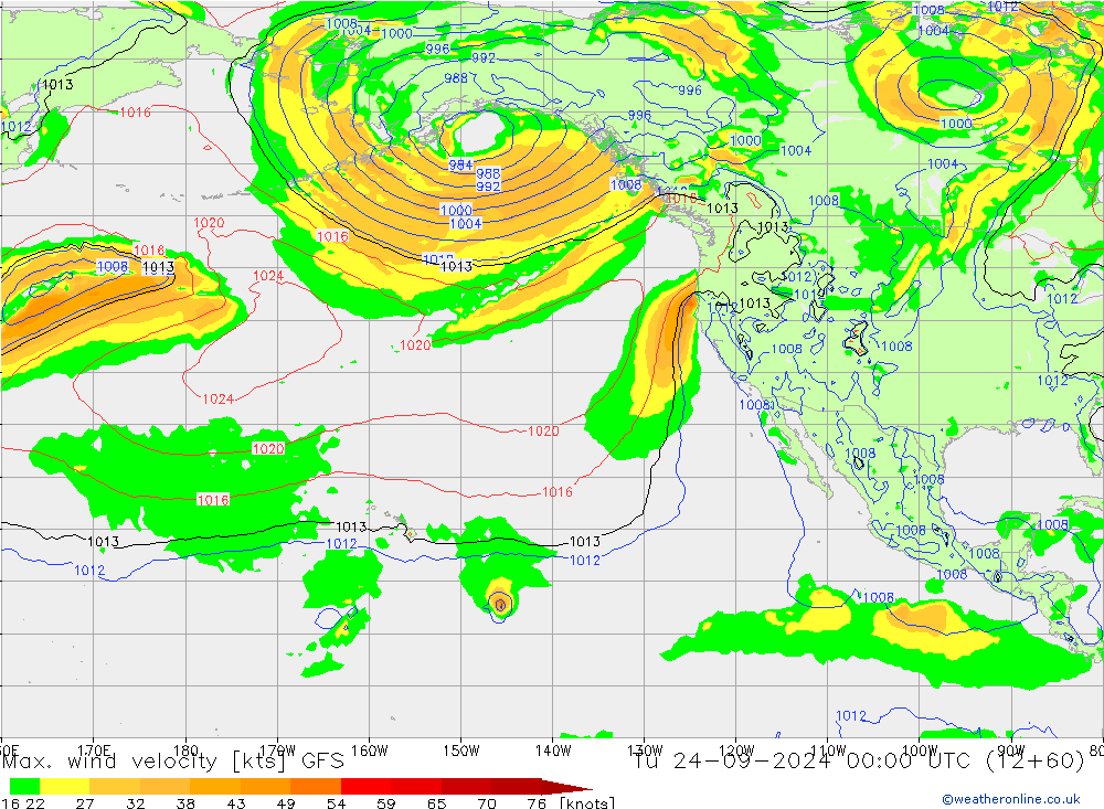 Max. wind velocity GFS Tu 24.09.2024 00 UTC