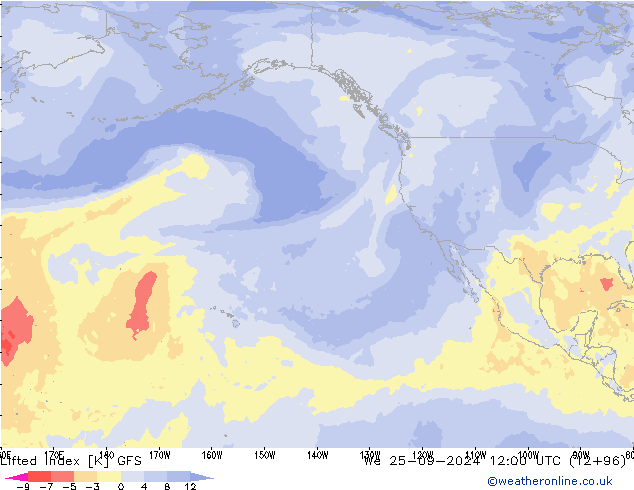 Lifted Index GFS We 25.09.2024 12 UTC