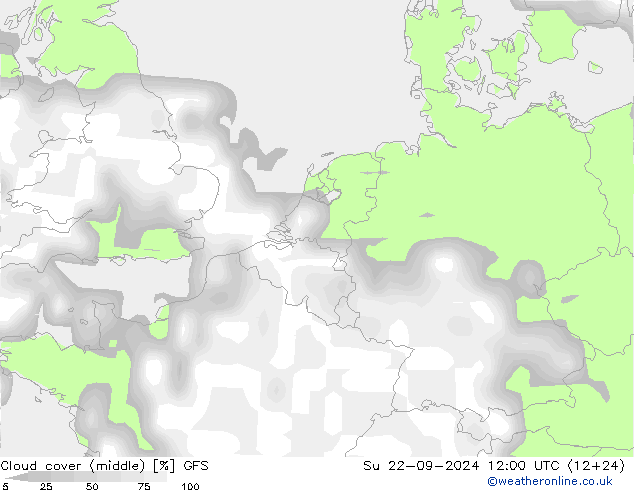 Wolken (mittel) GFS So 22.09.2024 12 UTC