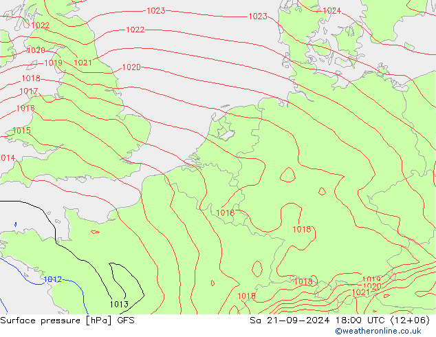 Surface pressure GFS Sa 21.09.2024 18 UTC