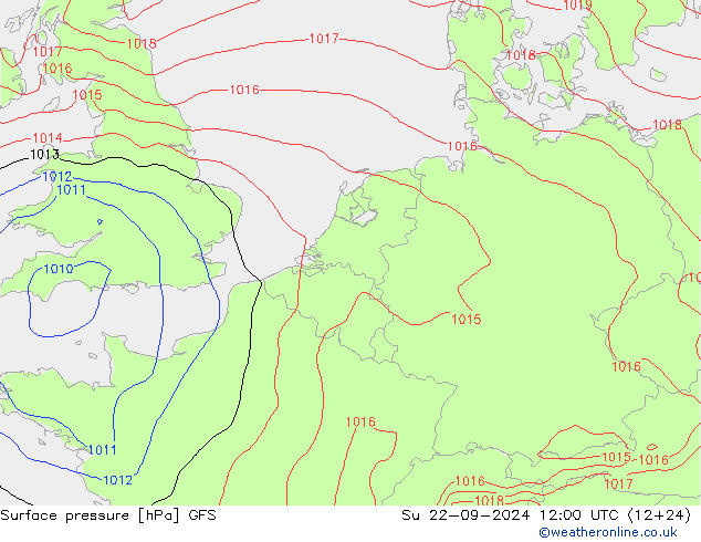 地面气压 GFS 星期日 22.09.2024 12 UTC