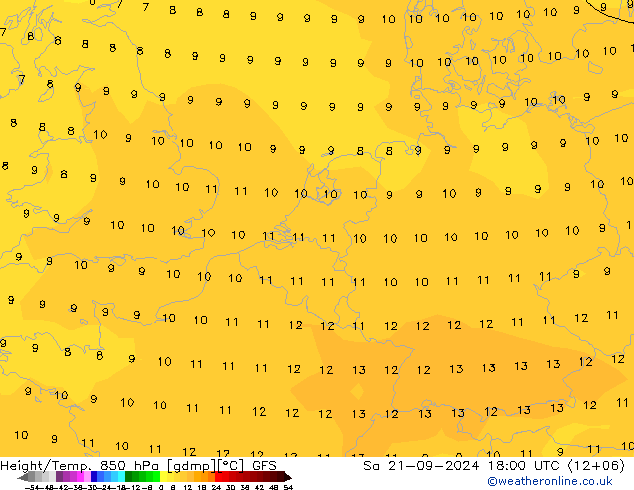 Z500/Rain (+SLP)/Z850 GFS sáb 21.09.2024 18 UTC