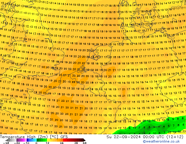 Höchstwerte (2m) GFS So 22.09.2024 00 UTC
