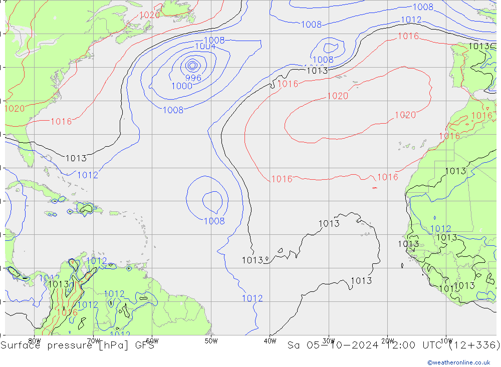 Luchtdruk (Grond) GFS za 05.10.2024 12 UTC