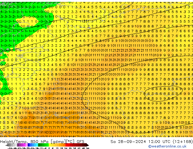 Z500/Rain (+SLP)/Z850 GFS Sa 28.09.2024 12 UTC