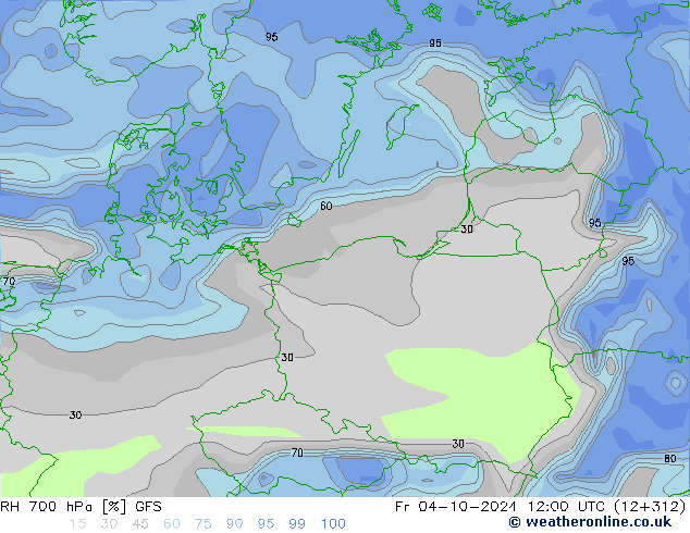 RH 700 hPa GFS Fr 04.10.2024 12 UTC