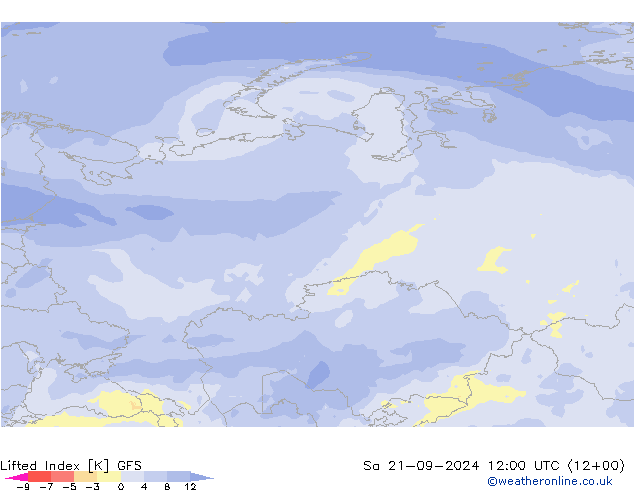 Lifted Index GFS Sa 21.09.2024 12 UTC