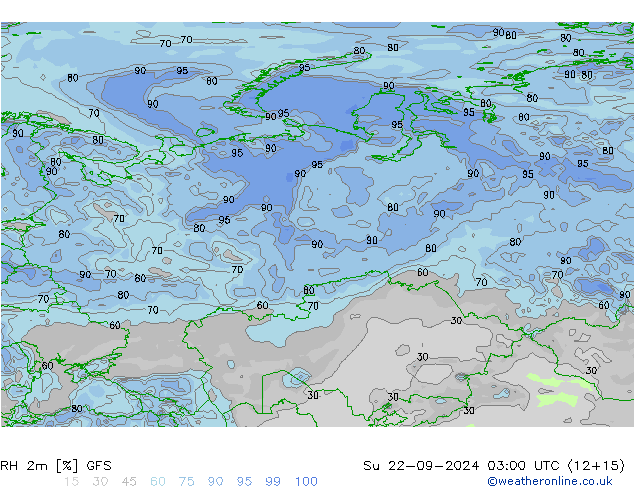 RH 2m GFS Su 22.09.2024 03 UTC