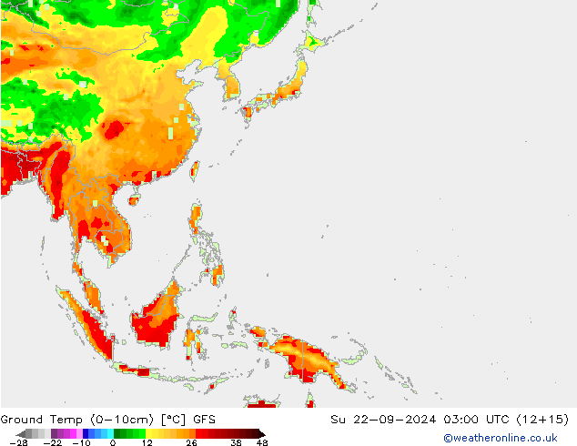 Ground Temp (0-10cm) GFS Ne 22.09.2024 03 UTC