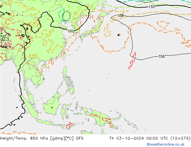 Z500/Rain (+SLP)/Z850 GFS Th 03.10.2024 00 UTC