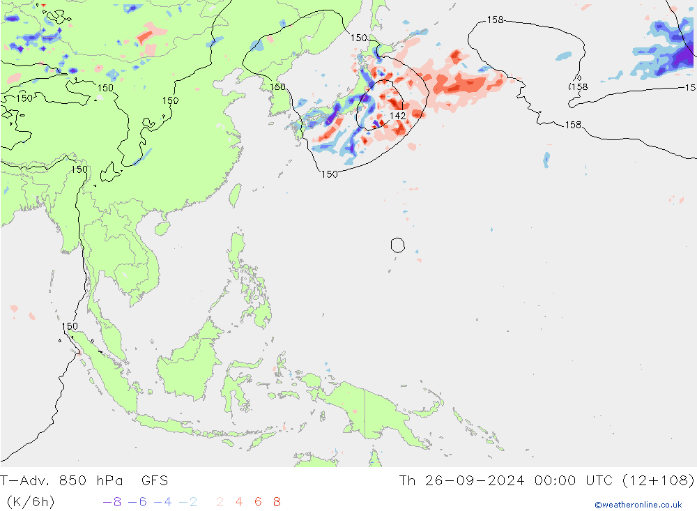 T-Adv. 850 hPa GFS do 26.09.2024 00 UTC