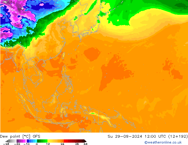 Taupunkt GFS So 29.09.2024 12 UTC