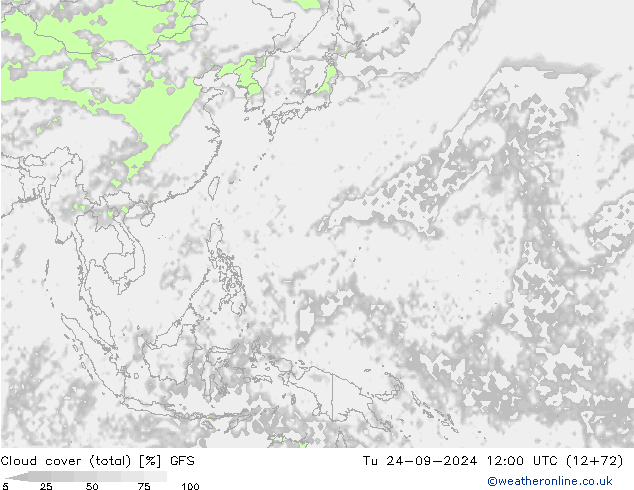 Wolken (gesamt) GFS Di 24.09.2024 12 UTC