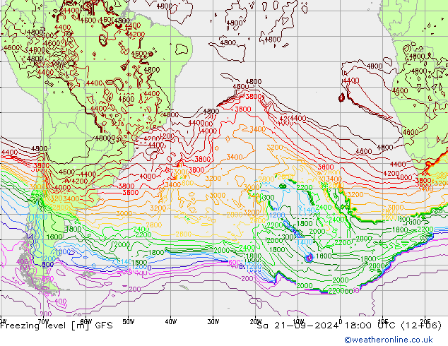 Freezing level GFS Sa 21.09.2024 18 UTC