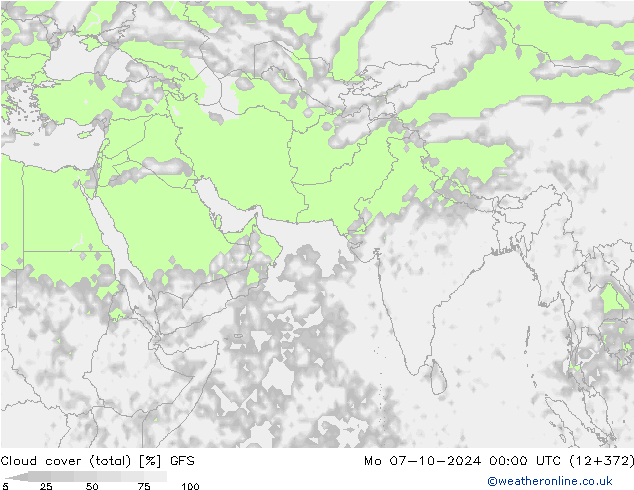 облака (сумма) GFS пн 07.10.2024 00 UTC