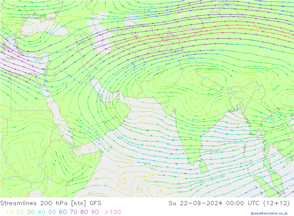 风 200 hPa GFS 九月 2024