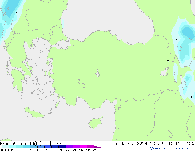 Totale neerslag (6h) GFS zo 29.09.2024 00 UTC