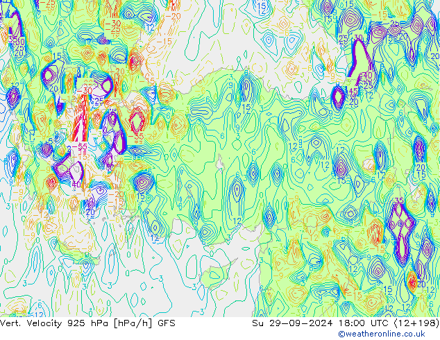 Vert. Velocity 925 hPa GFS Su 29.09.2024 18 UTC