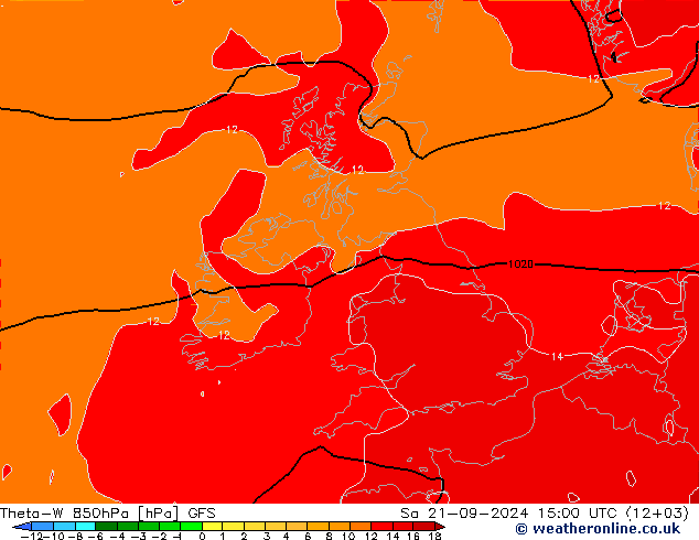 Theta-W 850hPa GFS Sa 21.09.2024 15 UTC