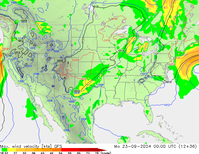 Max. wind velocity GFS Mo 23.09.2024 00 UTC