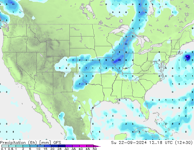 Z500/Rain (+SLP)/Z850 GFS Su 22.09.2024 18 UTC