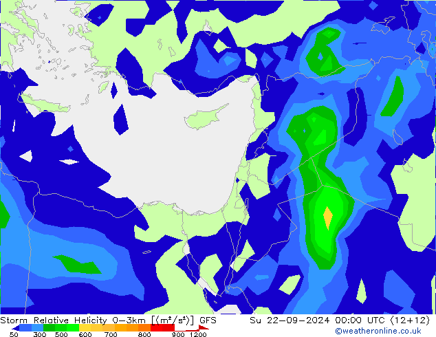 Storm Relative Helicity GFS Su 22.09.2024 00 UTC