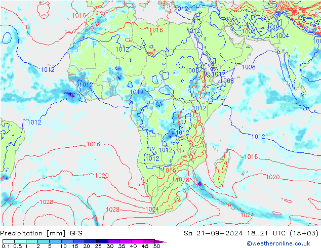 Precipitation GFS Sa 21.09.2024 21 UTC