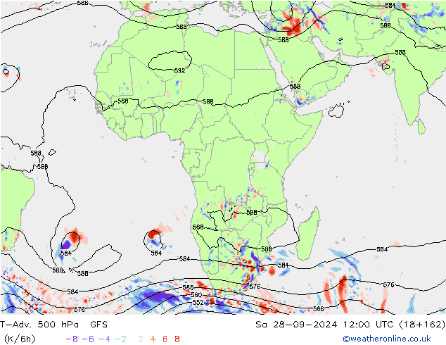 T-Adv. 500 hPa GFS Sáb 28.09.2024 12 UTC