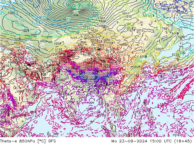 Theta-e 850hPa GFS Seg 23.09.2024 15 UTC