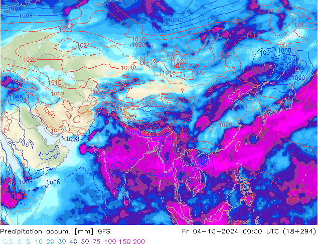 Precipitation accum. GFS Fr 04.10.2024 00 UTC