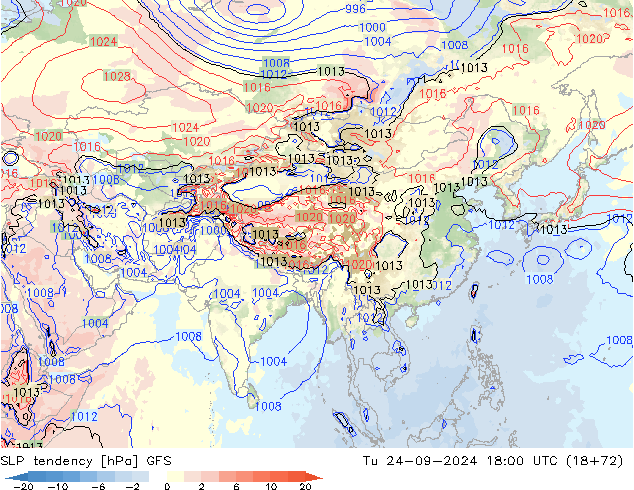 Drucktendenz GFS Di 24.09.2024 18 UTC