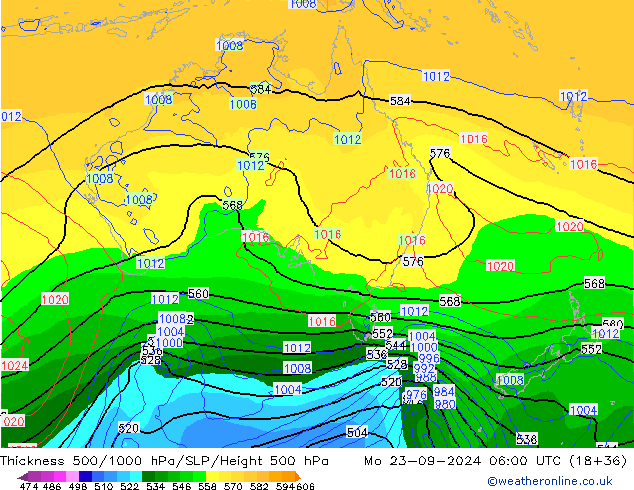 Dikte 500-1000hPa GFS ma 23.09.2024 06 UTC