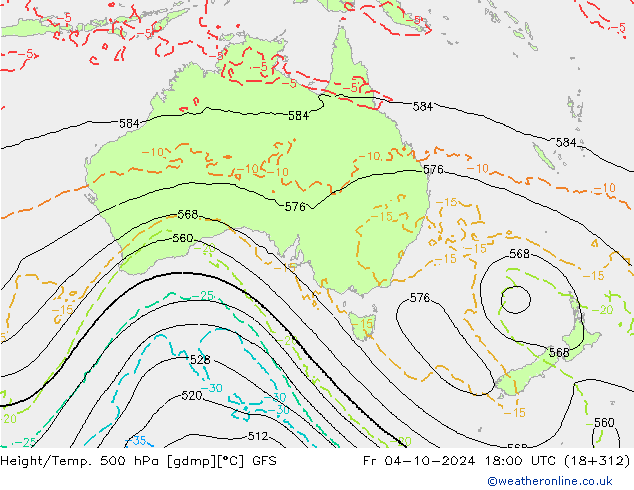 Z500/Rain (+SLP)/Z850 GFS Fr 04.10.2024 18 UTC