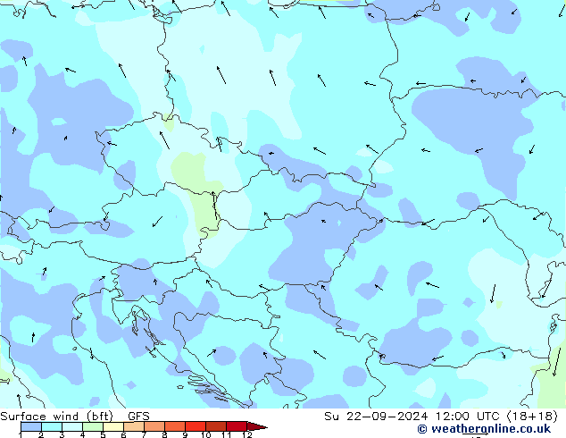 Bodenwind (bft) GFS So 22.09.2024 12 UTC