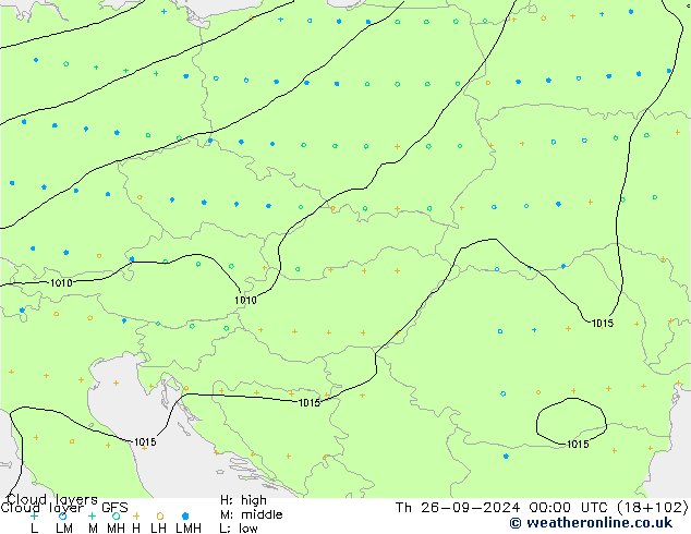 Cloud layer GFS Th 26.09.2024 00 UTC