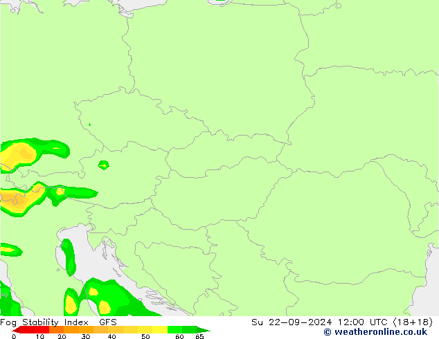 Fog Stability Index GFS Su 22.09.2024 12 UTC