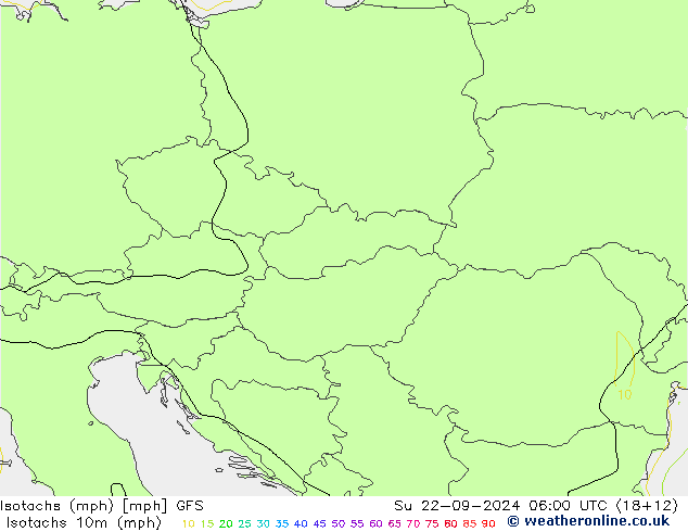 Isotachs (mph) GFS Su 22.09.2024 06 UTC