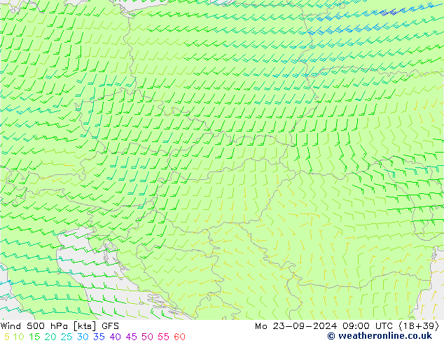 Wind 500 hPa GFS Mo 23.09.2024 09 UTC