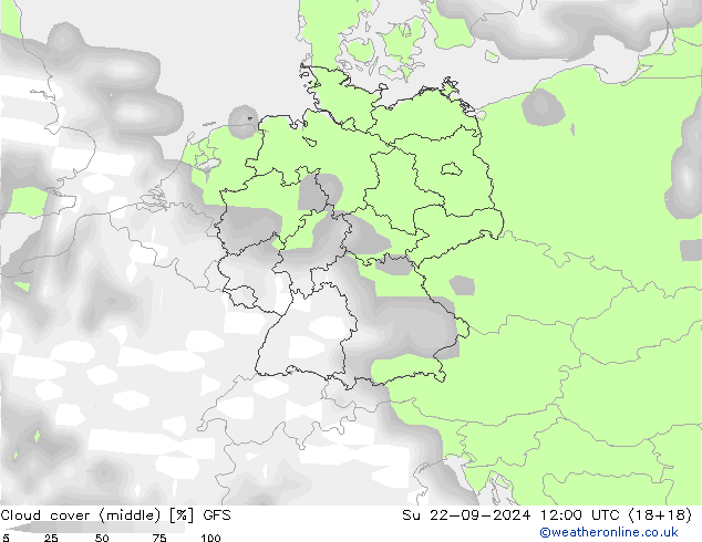 Cloud (high,middle,low) GFS Su 22.09.2024 12 UTC