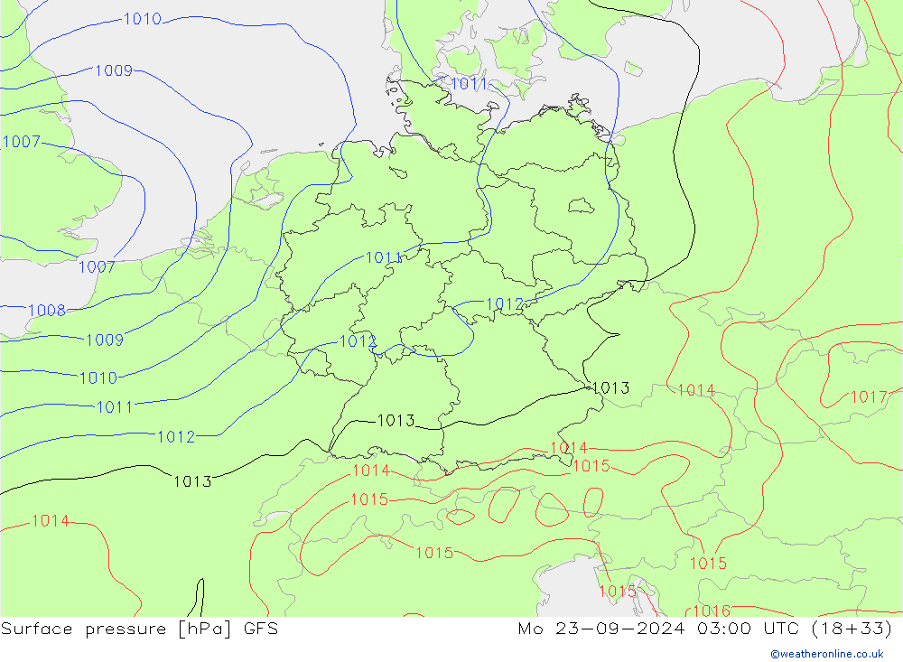 приземное давление GFS пн 23.09.2024 03 UTC