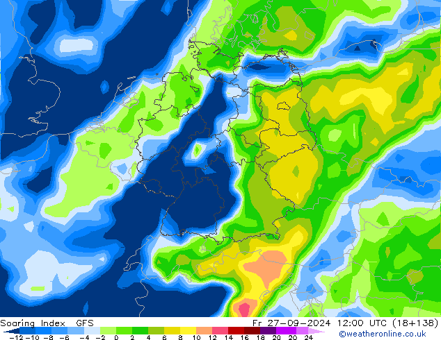 Soaring Index GFS Fr 27.09.2024 12 UTC