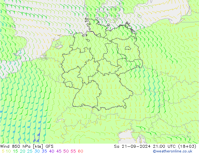 Wind 850 hPa GFS Sa 21.09.2024 21 UTC