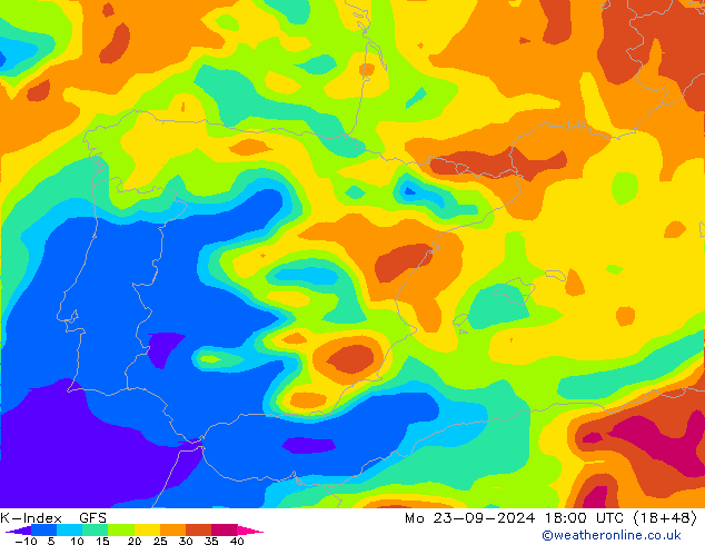 K-Index GFS lun 23.09.2024 18 UTC