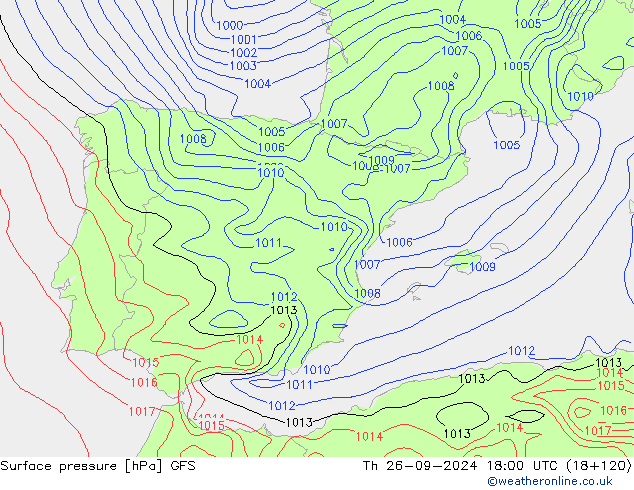 Surface pressure GFS Th 26.09.2024 18 UTC