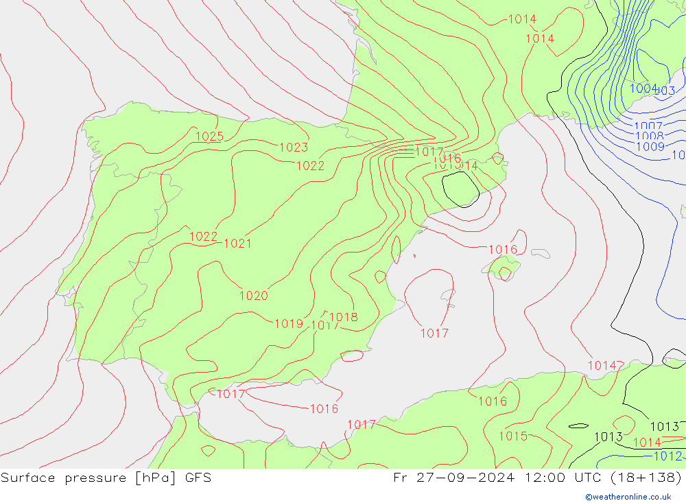 Bodendruck GFS Fr 27.09.2024 12 UTC