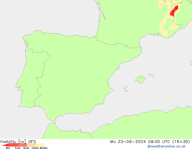 Visibility GFS Mo 23.09.2024 09 UTC