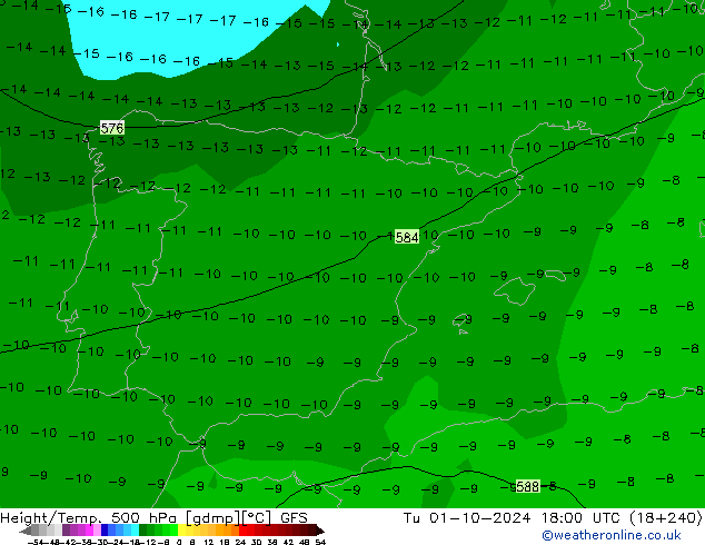 Z500/Regen(+SLP)/Z850 GFS di 01.10.2024 18 UTC